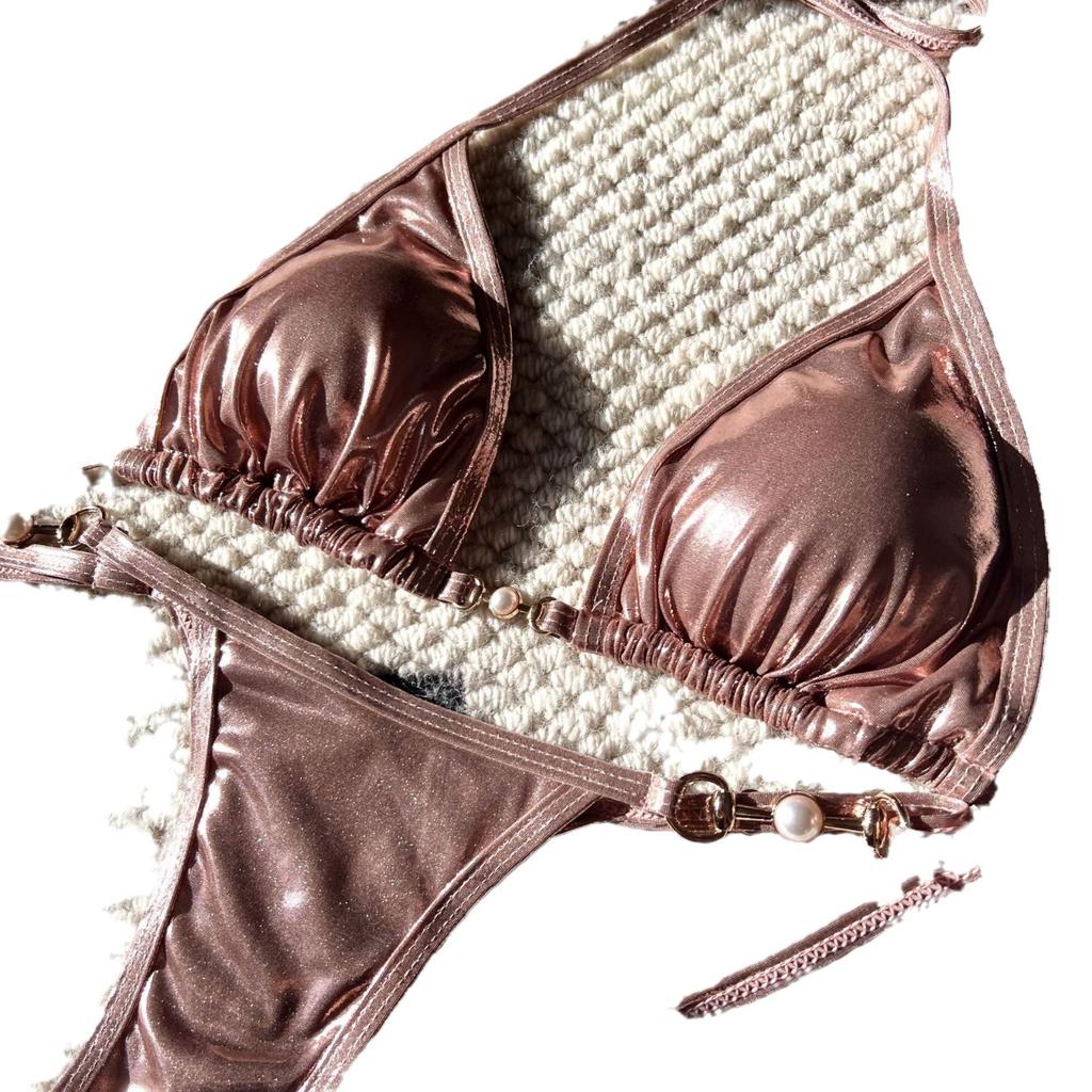2026 Sexy lesklé perleťové T-Bikini plavky