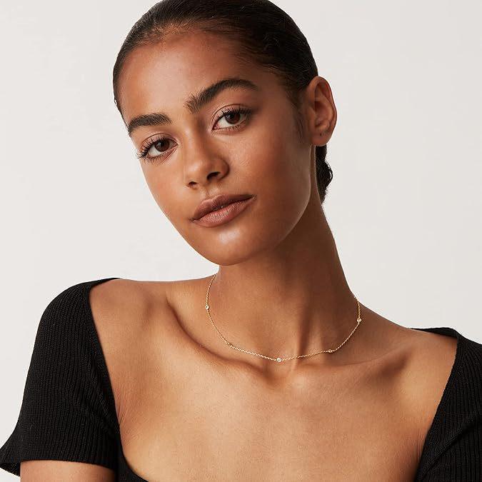 New Copper-Plated Rhinestone Gold Necklace: European & American Style for Women