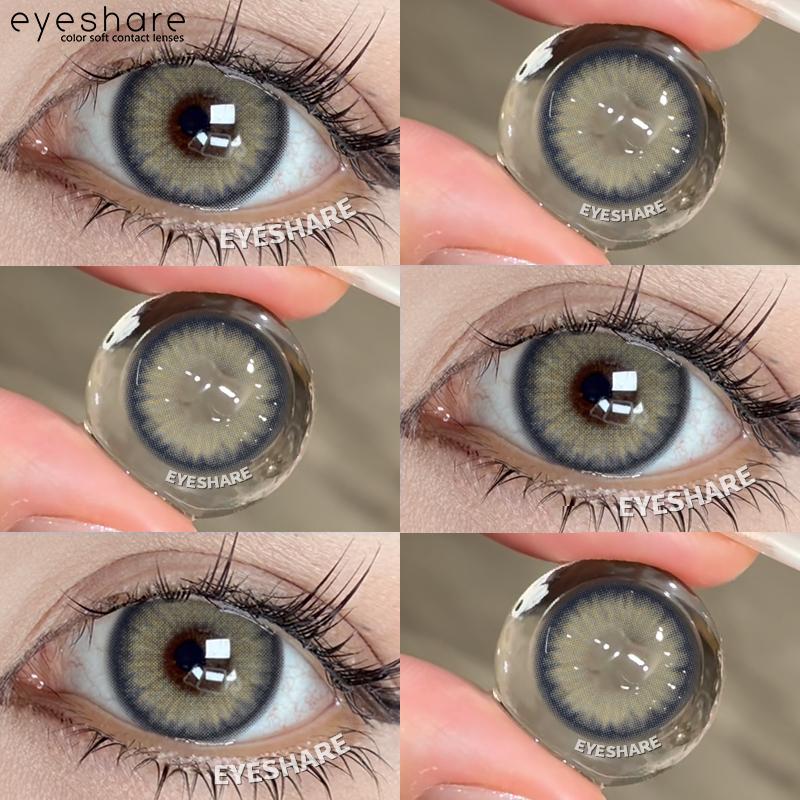 EYESHARE 1Pair Color Contact Lenses for Eyes Natural Brown Yearly Use Lenses Gray Multicolored Contact Lens Gray Pupils Lens