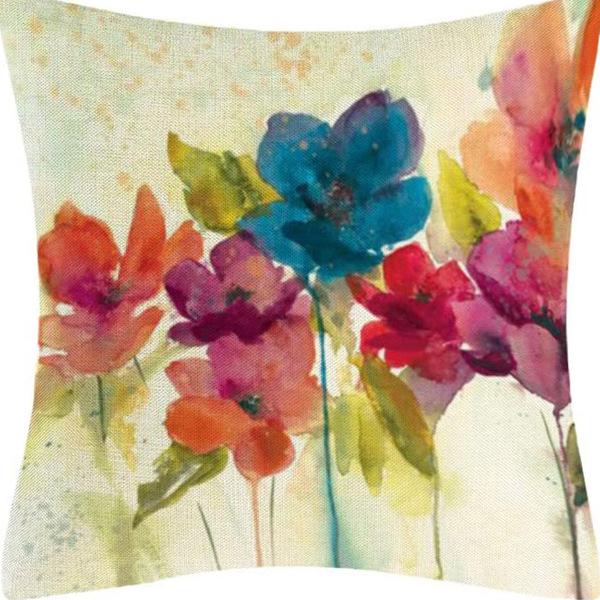 Retro American Plant Floral Print Linen Pillow Case Living Room Sofa Car Pillow Cushion