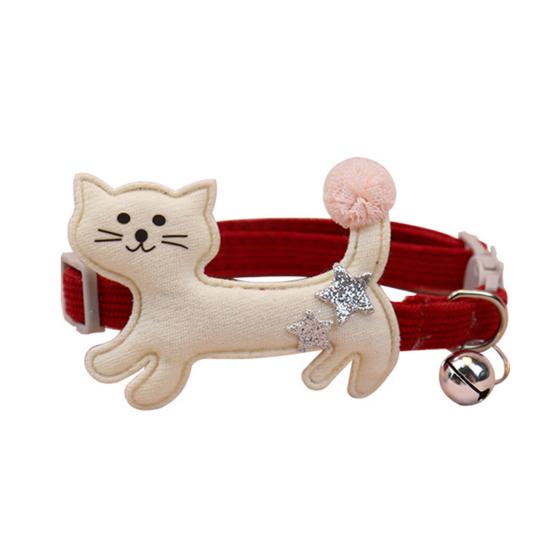 

Yousheng Pet Collar Lovely Perfect Gifts Corduroy Cartoon Kitty Pattern Pet Necklace Collar for Daily червоний