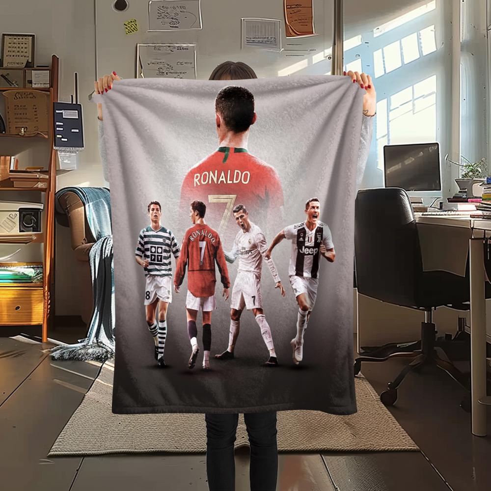 Cristiano Ronaldo, Coperta in Flanella con Fantasia, Alta qualità, Confortevole per Tutte le Stagioni, Decorazione per la Casa, Calore e Comfort, Perfetta per Regali.