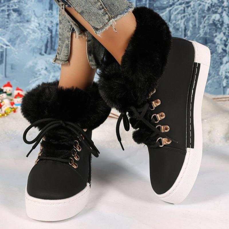 

Plus Size Snow Boots for Women Thickened and Warm Mid-Calf Boots Winter Short Thick-Soled Height-Increasing Cotton Shoes 36 чёрный