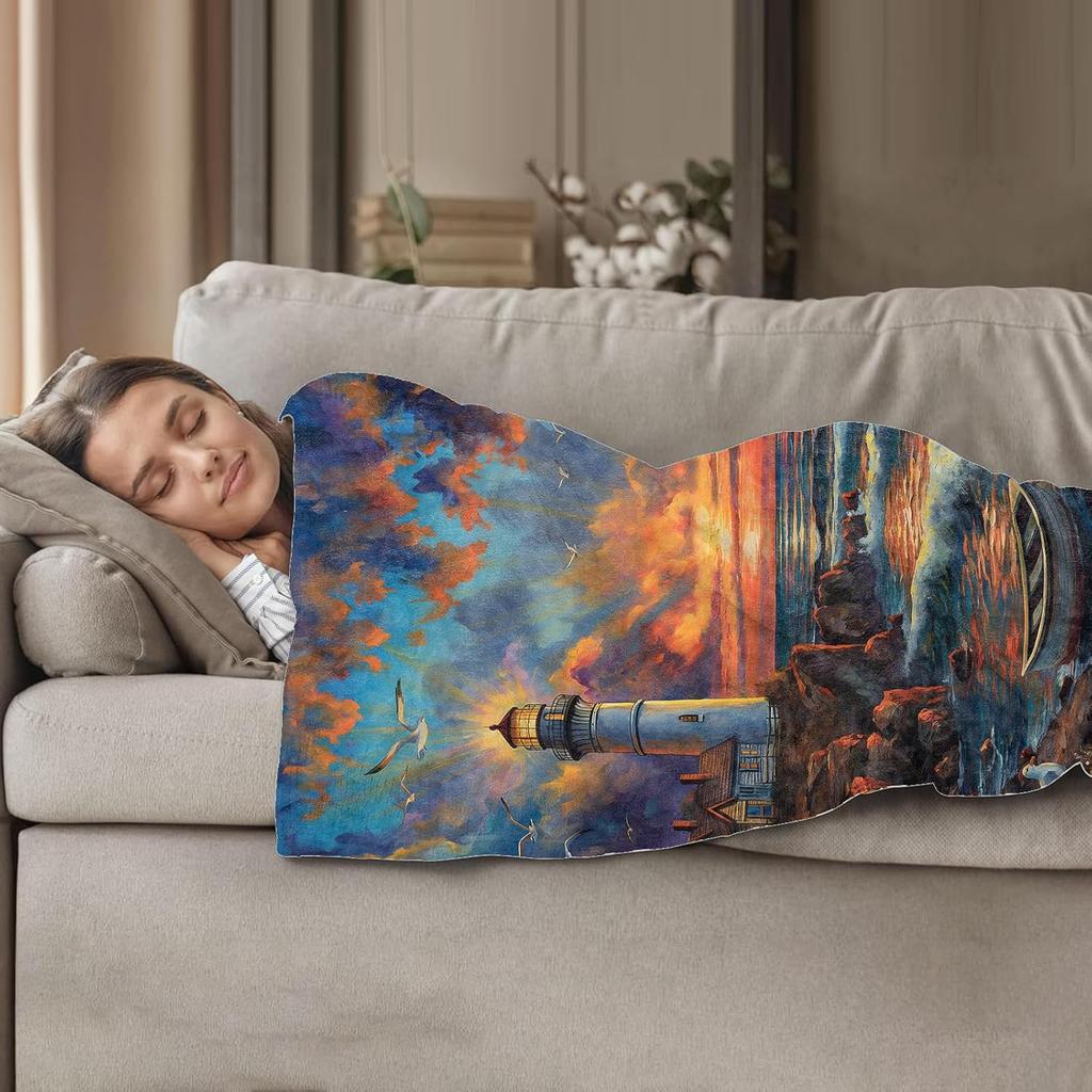 Toasty Breakfast Throw Blanket 50x60 Inch, Quirky Food-Themed Blankets for Kitchen or Dining Area, Playful Toast and Butter Patt