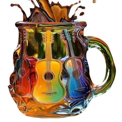 Guitar Art Cup 3D Guitar Coffee Cup Full of Artistic Atmosphere Novelty Music Themed Mug for Teachers Musicians Guitarist Travel