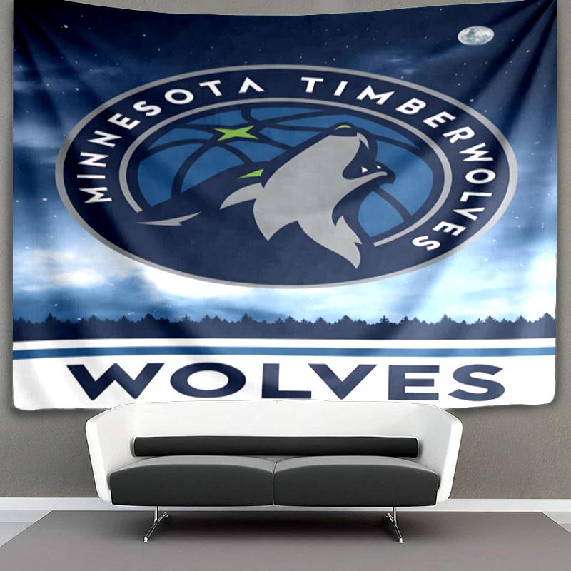 Timberwolves Logo Printed Tapestry, Fabric Tapestry Wall Hanging Decoration for Bedroom, Living Room, Dorm Room Home Party Fan Gifts