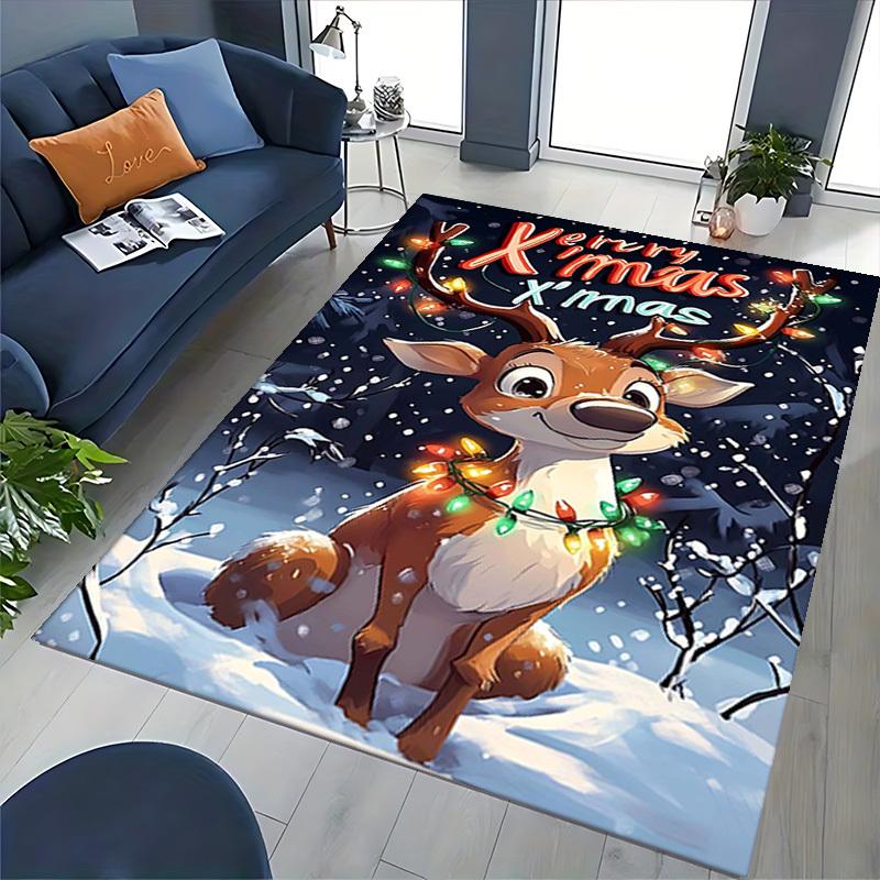 Christmas Deer Chair Mat - Anime Cartoon Design, Non-Slip Carpet for Office, Home Decor, Living Room, Bedroom, Game Room & Dormitory.R042