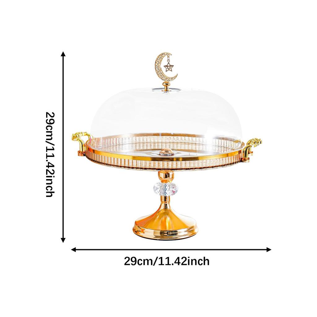 Elegant Cake Dome Cover with Gold Handle Versatile Dessert Presentation Plate for Birthday Christmas Events