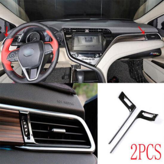 Black Titanium Dashboard L&R Air Outlet Vent Trim 2PCS For Toyota Camry 2018-21
