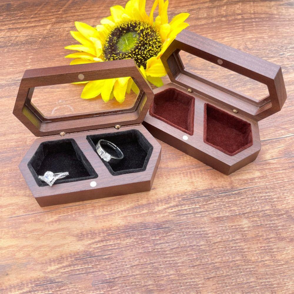 Velvet Rings Bearer Box Square Jewelry Organizer Fashion Rings Display Case Gifts