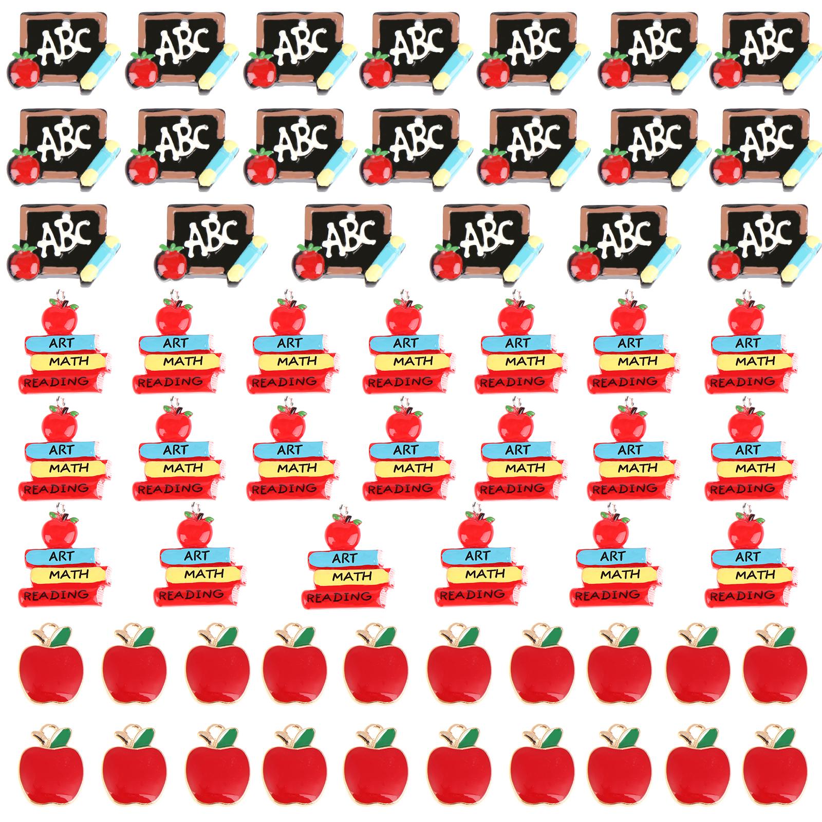 

60 Pieces Gold Plated Enamel Charms Red Apple Shape Pendant Charms Book Charms