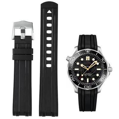 Watch Strap OMEGA Belt Watch Band Compatible with Omega Soft Silica Gel Silicone Rubber Belt Stainless Steel Buckle Durable Omega Seamaster Omega