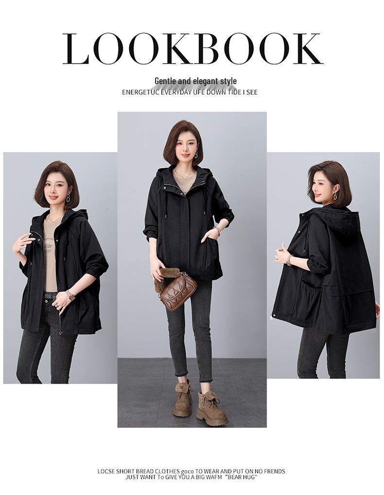 Γυναικεία Μεσάτη Καμπαρντίνα Άνοιξη & Φθινόπωρο 2024 - Μεγάλα Μεγέθη, Χαλαρή Γραμμή, Κομψό Βαμβάκι για Μαμάδες