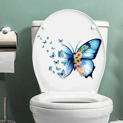 Toilet Lid Sticker Self Adhesive Strong Stickiness Waterproof Easy-peel Toilet Seat Butterfly Decal Wall Decoration