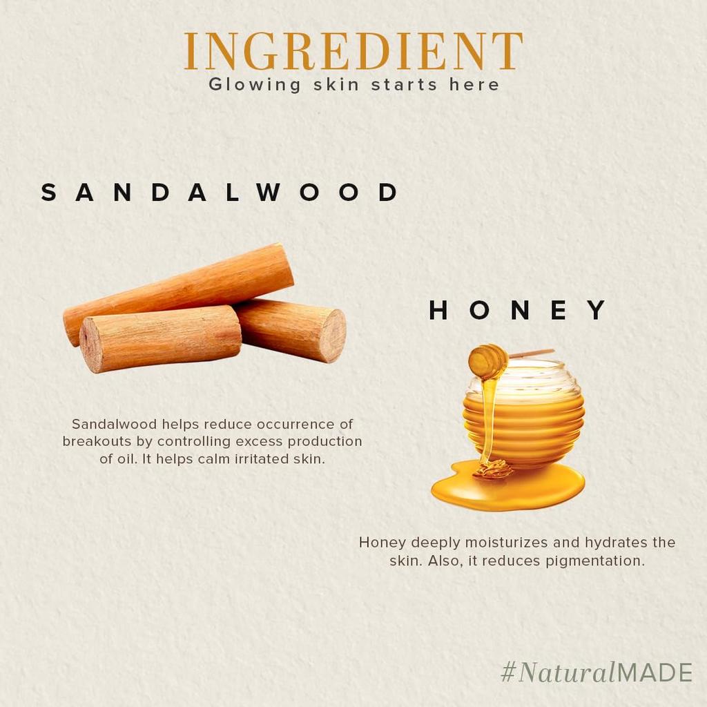 Khadi Natural Sandalwood Honey Face Wash Gentle Cleansing Hydrating Daily Skincare For Radiant Soft Skin 210 ml X Pack 2