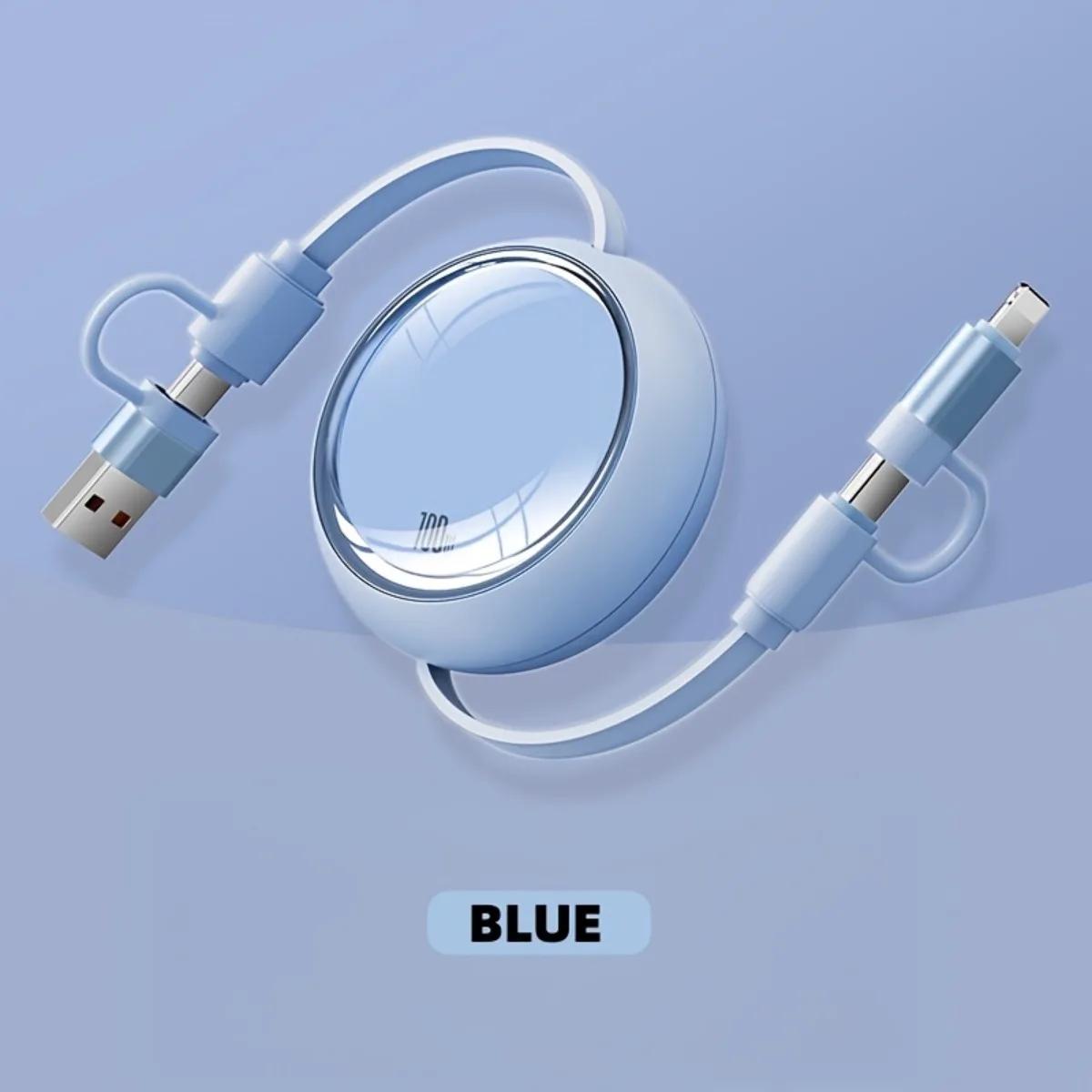 

4-in-1 Super Fast Charging & High-Speed Data Transmission Cable, Type-C Conversion, Universal for Multiple Models синій