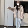Little White Bear Fur Women's Winter Hooded Loose Thickened Gentle Age Reducing Lazy Wind Top Fluffy Coat