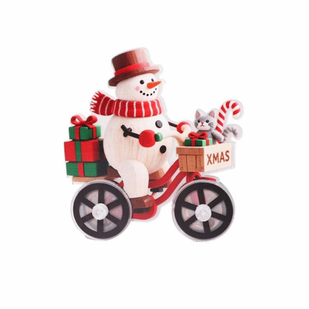 

Cartoon Santa Claus Figurine Cute Snowman Bicycle Decoration Christmas Snowman Figurines for Home Style A