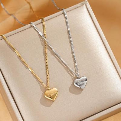 Versatile Titanium Steel Heart Necklace for Women - Luxury Non-fading Stainless Steel Clavicle Chain