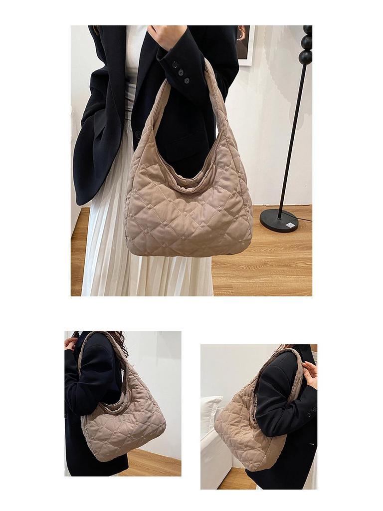 Women's Korean & Japanese Autumn/Winter Versatile Single Shoulder Crossbody Bag with Large Capacity & Simple Diamond Lattice Design