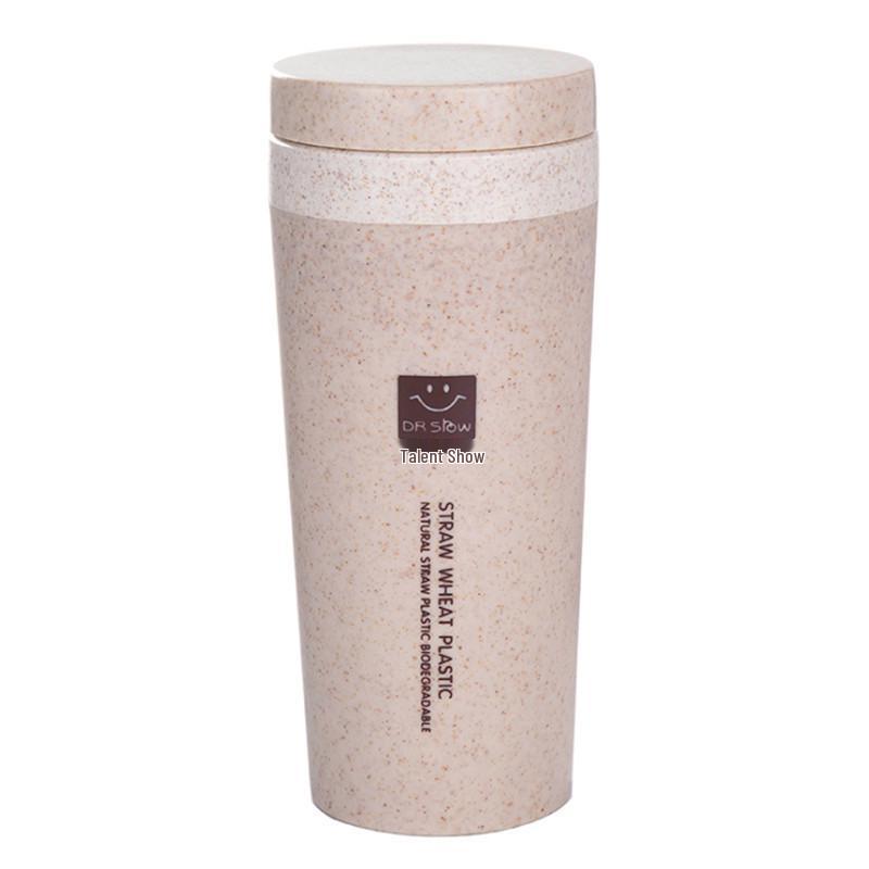 Wheat Straw Double-Layer Insulated Water Cup - Portable & Eco-Friendly 300ml
