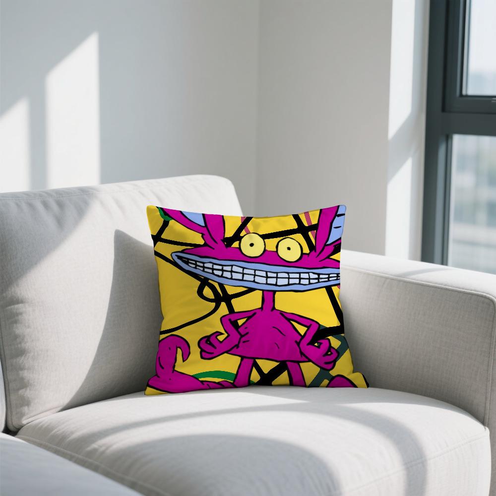 Aaahh R-Real M-Monsters Cushion Cover Double Sided Printed Polyester Pillowcase Pattern Decorative Zipper Cushion Cover