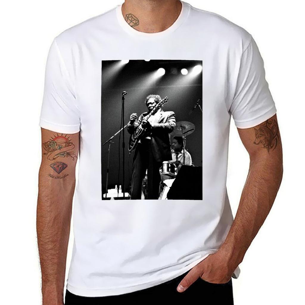 B B King Portret Met Lucille T-shirt Eenvoudige Lijntekening Print Tee