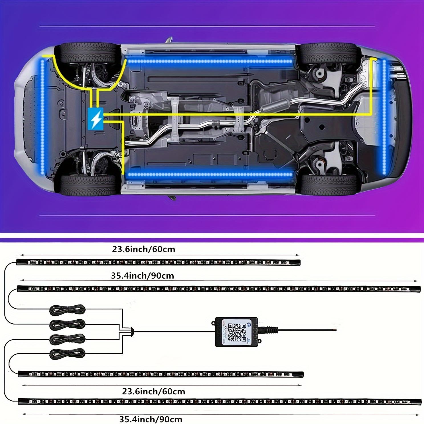 

4 шт. Автомобильные неоновые акцентные лампы с подсветкой, управление через приложение, 16 миллионов цветов, музыкальный режим, автомобильные светодиодные лампы с подсветкой, комплект светодиодных ламп с подсветкой RGB