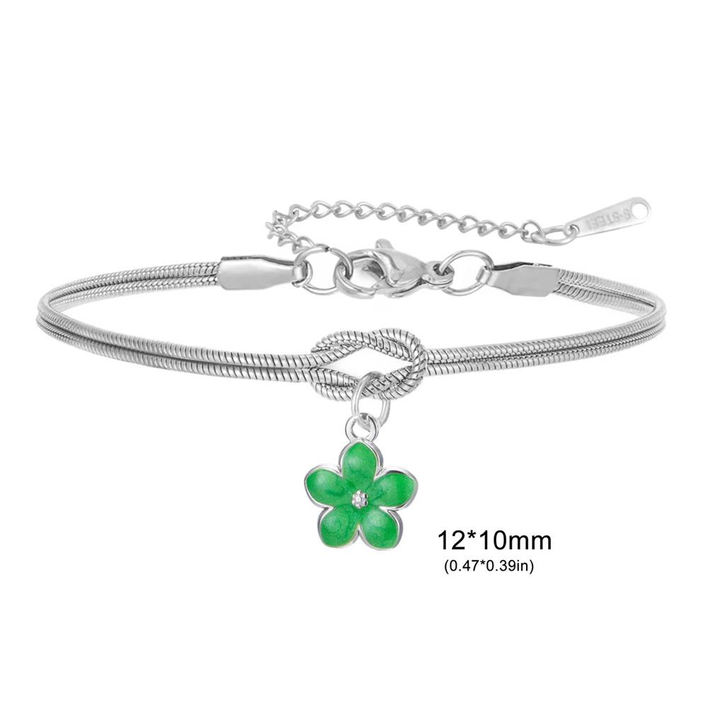 

frangipani Flower Enamel Charms Bracelets Girls Pink Purple Color Plumeria Stainless Steel Pendant Daisy Hand Chain Jewelry