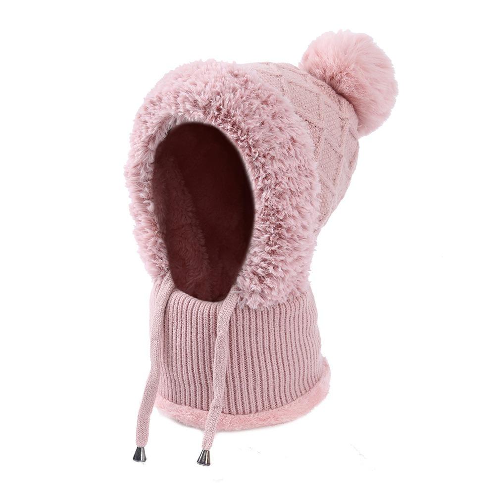 Fluffy Texture Warmth Cover Hat Neck Integrated Hat  Winter Season Outdoor Activities