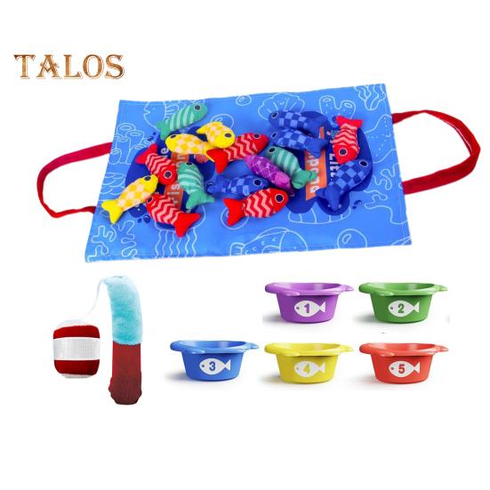 

1 набор для игры в рыбную ловлю для малышей с ведрами, коврик для хранения, 15 тканевых игрушек-рыбок, для дошкольников, для обучения детей, для сортировки по цвету, для сопоставления рыб, развивающая игрушка для мальчиков и девочек синий