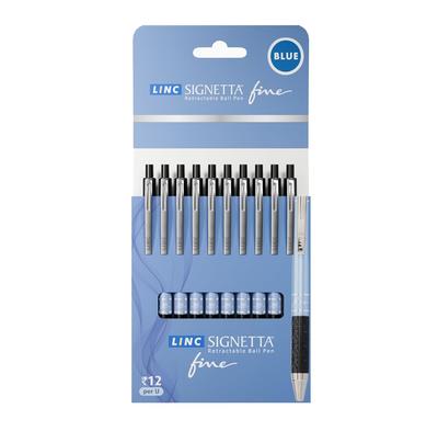Linc Signetta Fine 0.7mm Ball Pen Blue Ink Smooth Writing Retractable Office School Use Quick Dry Pack of 1 X 10pcs