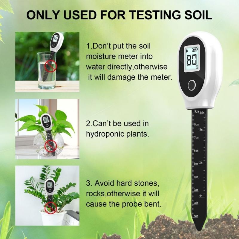 Small Soil Water Detectors Digital Moisture Meter with High Accuracy Probes Soil Testing For Home Garden Farmland Plant