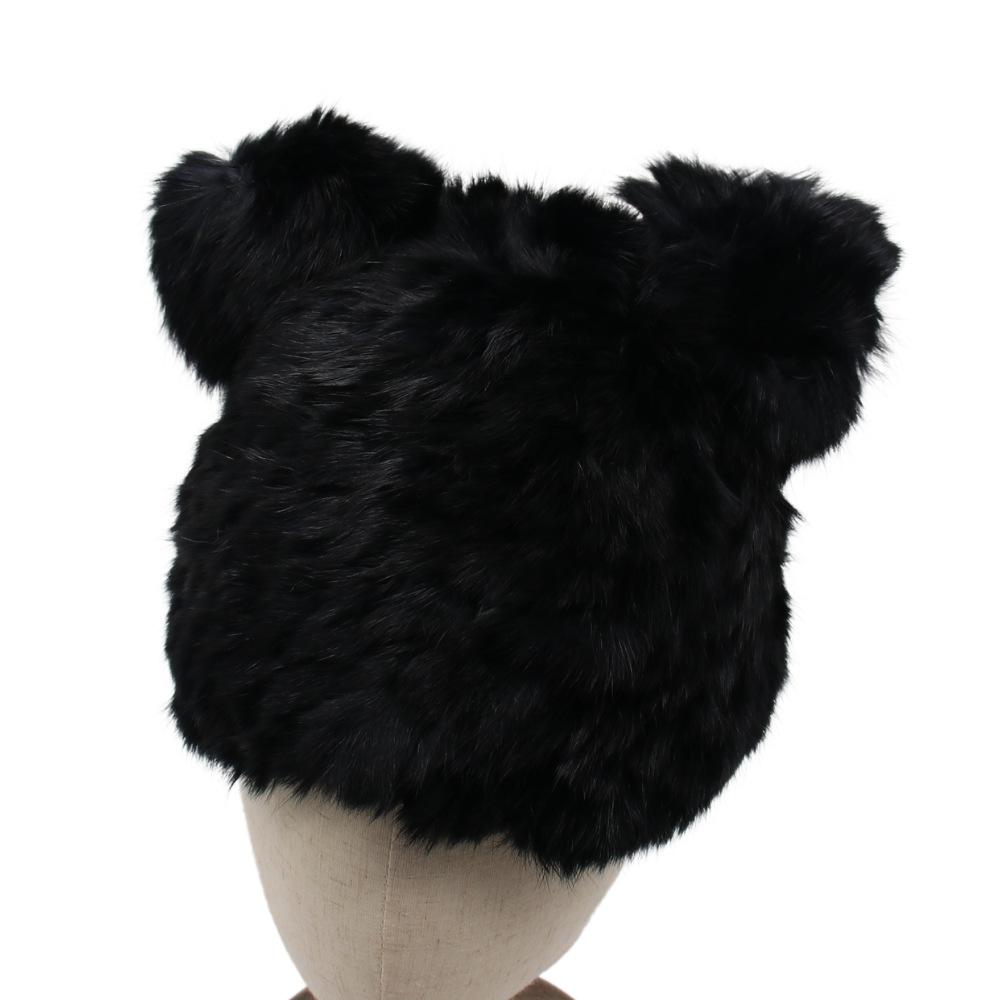 Cute Plush Hat Cat Ear Hat Bucket Hat Thermal Head Hat Winter Hat Woman One size fits all чёрный