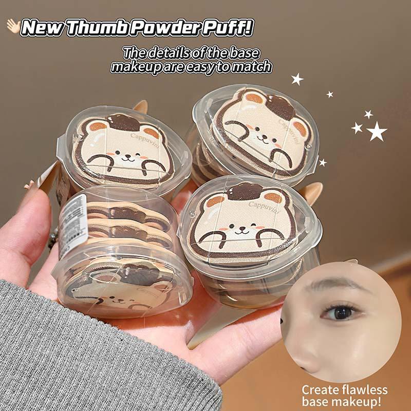 Set di 4 Mini Puff per Trucco per Dita Uso Doppio Asciutto e Bagnato Spugne Morbide per Fondotinta Cushion Applicatore Cosmetico Strumenti per Trucco