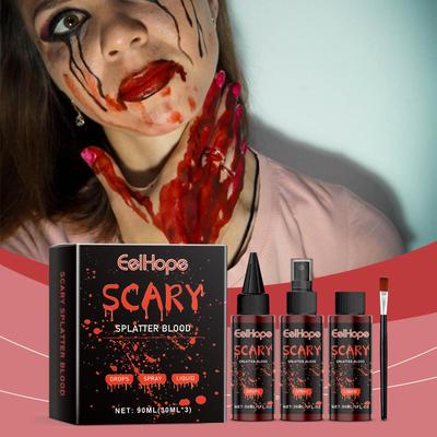 Zestaw Krwi na Halloween Realistyczny Wygląd na Atmosferę Imprezy Makijaż Efektów Specjalnych i Zapewnia Gładką Aplikację z Pełnym Kryciem