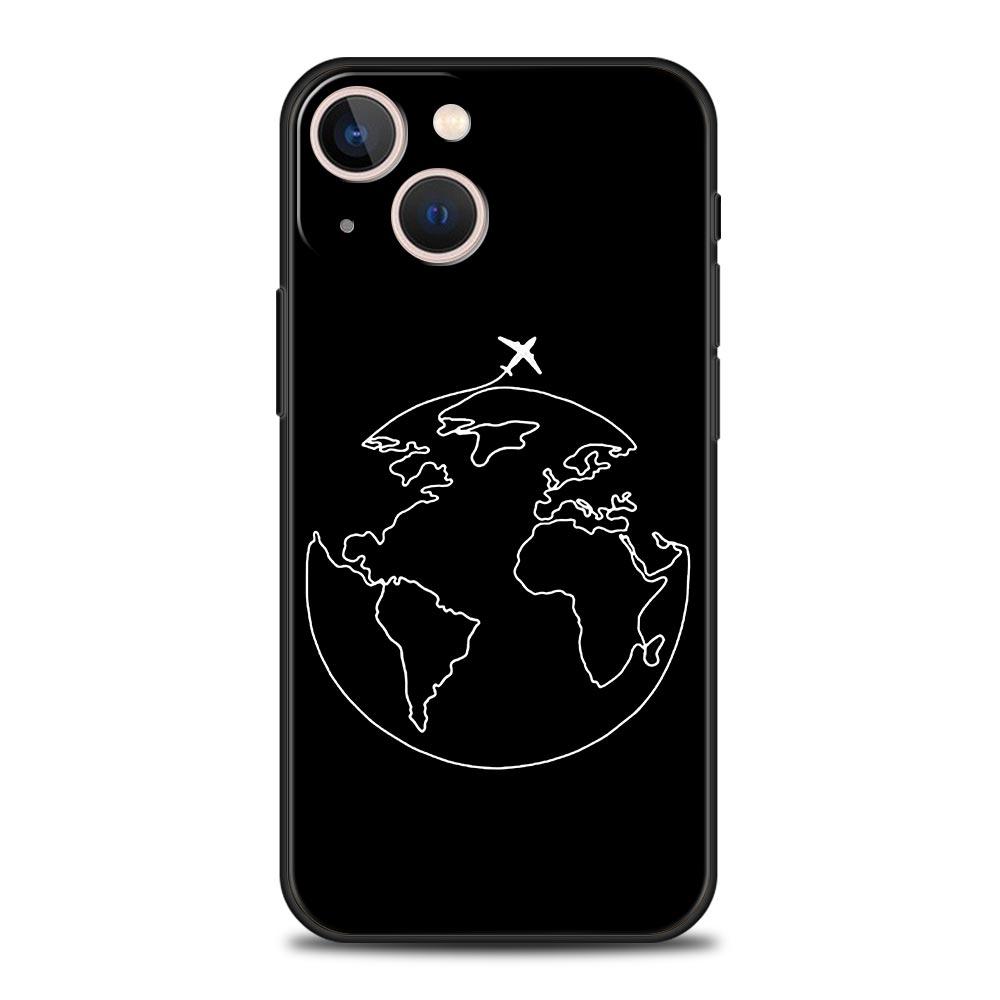 Fashion Planes World Map Travel Luxury Soft Phone Case For iPhone 13 15 14 12 11 Pro MAX XR X SE XS 7 8 Plus Silicone Cover