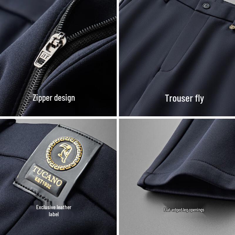 TUCANO Men's Wrinkle-Resistant Straight Leg Business Casual Trousers