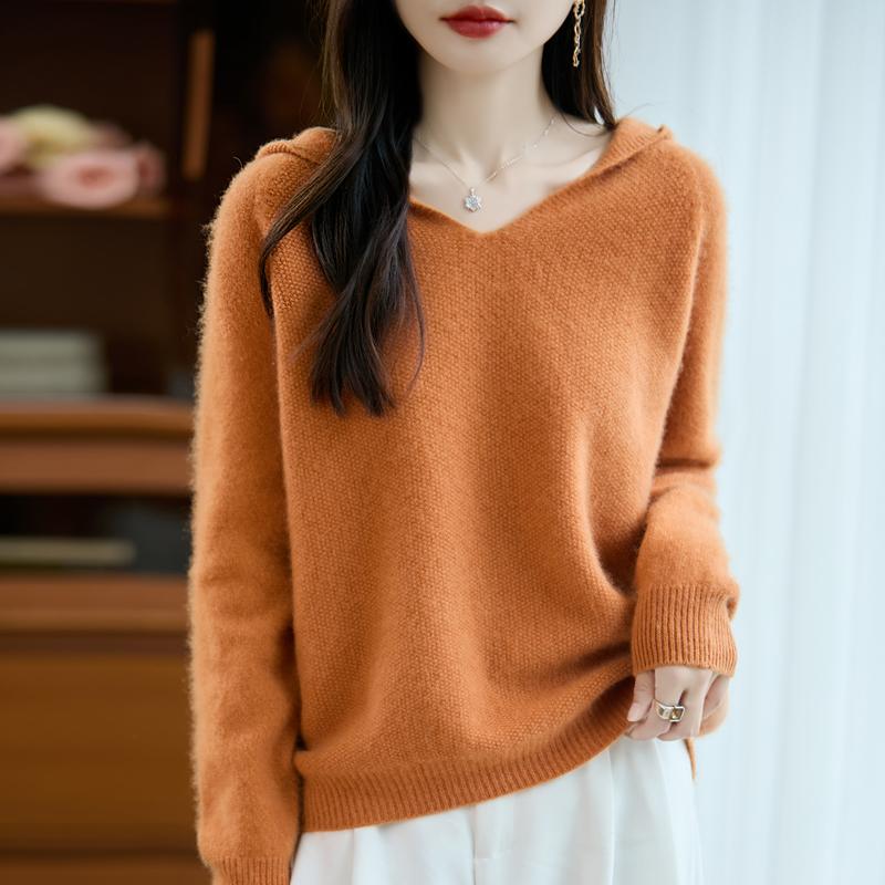 Women's cashmere sweater Qinghe cashmere 30% cashmere 70% wool autumn and winter pullover warm and fashionable