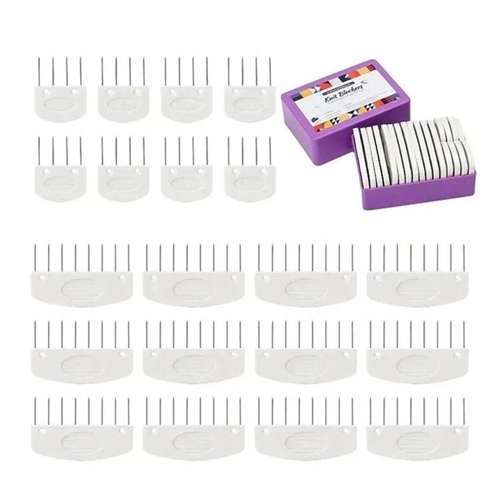 

20 Pcs /Set Stainless Steel Knitting Blocking Combs Weaving Tools Fixed Needle Shaper for Sweater White