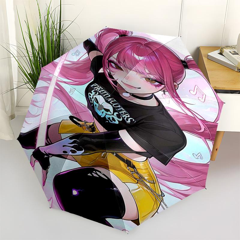 1pc Romantic Anime Couple Design Automatic Opening Closing Umbrella with Foldable Design, 8-Bone Iron Frame, Outdoor Use, Perfect Gift for Fans, Trave