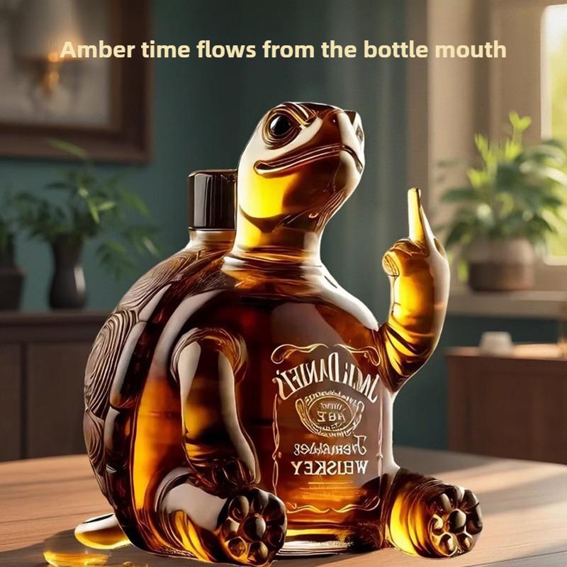 Creative Turtle Shaped 320ml Transparent Small Bottle Decoration, Whiskey Bottling Bottle, Alcoholic Beverage Glass Empty Bottle