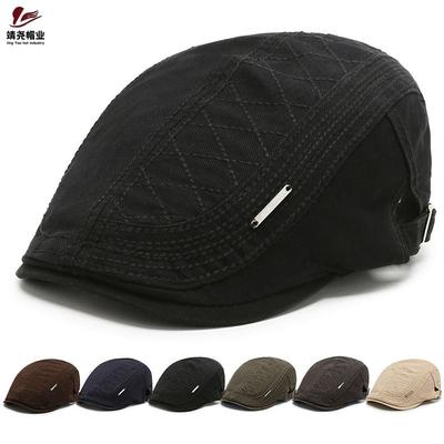 Herren-Herbst- und Winter-Barett, Damen-Britisches Retro-Vorwärtskappe, Street-Hipster-Patchwork-Kappe