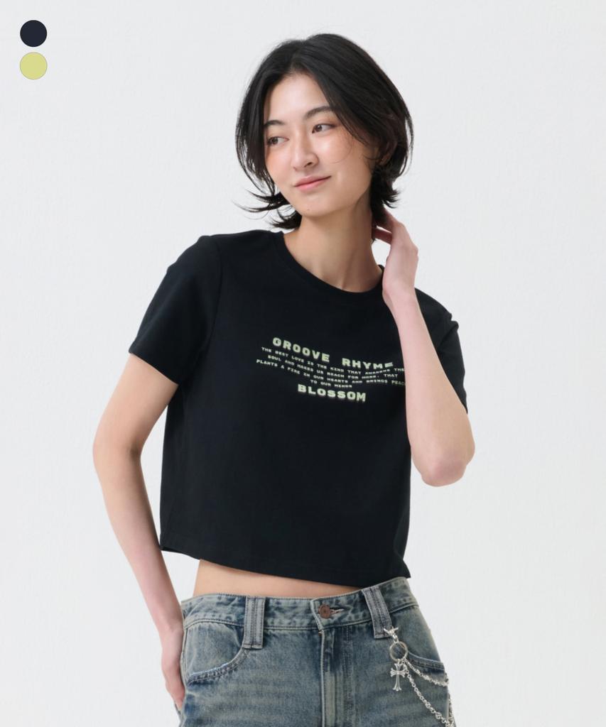 GROOVE RHYME Women'S Lettering Graphic Short Sleeve T-Shirt (2 Colors) (Lrtmctr502M)