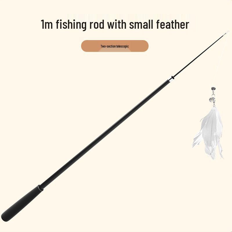 Retractable Cat Teaser Rod with Feather - Bite-Resistant Kitten Toy for Self-Play