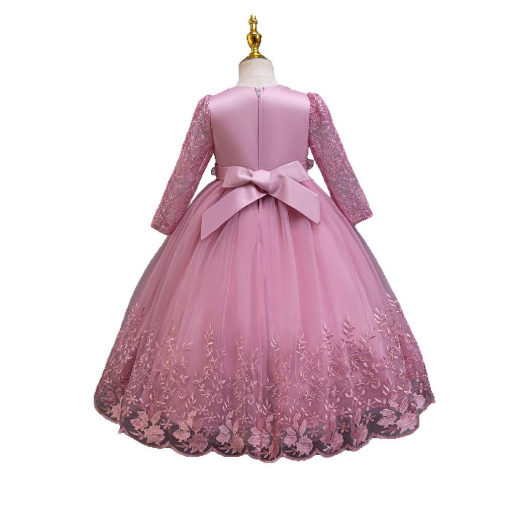 Long Sleeve Lace Princess Dress for Girls - Evening and Performance Wear