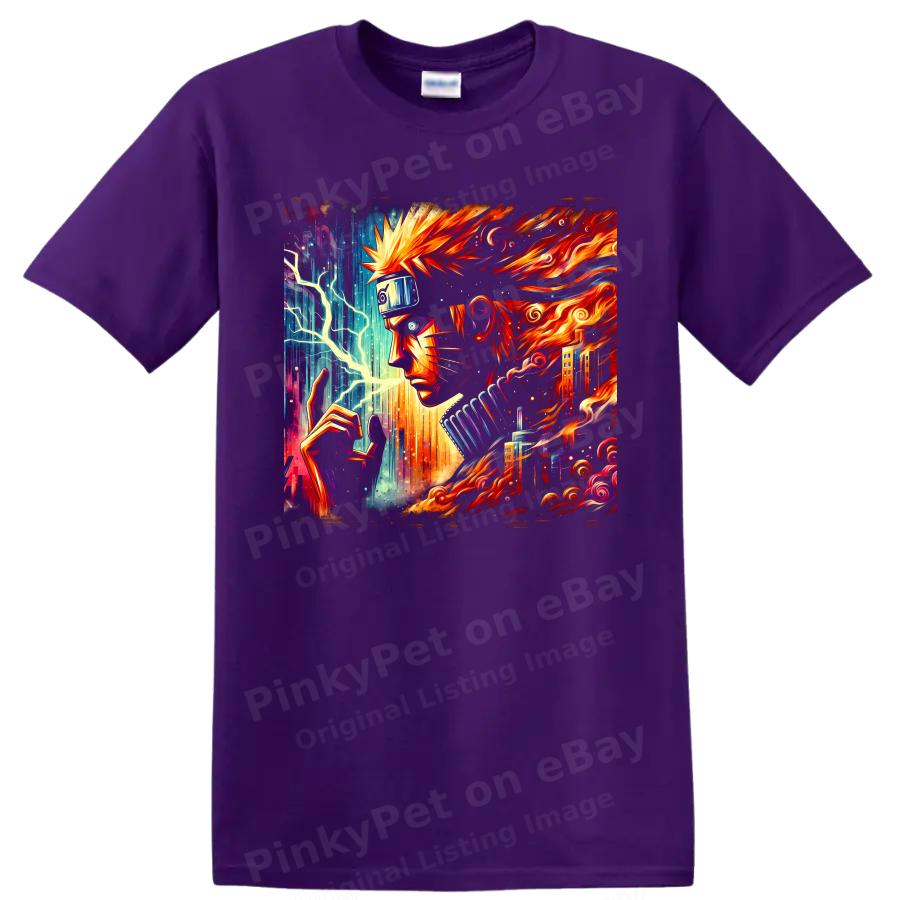 Uzumaki Anime T Shirt Fiery Ninja Portrait Fantasy Art Graphic Bold Tee