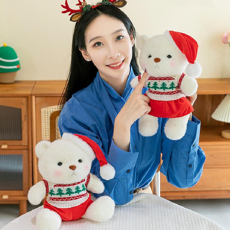 Adorable Christmas Bear Plush Toy Gift Soft Teddy Bear Doll Perfect For Children Sleepovers