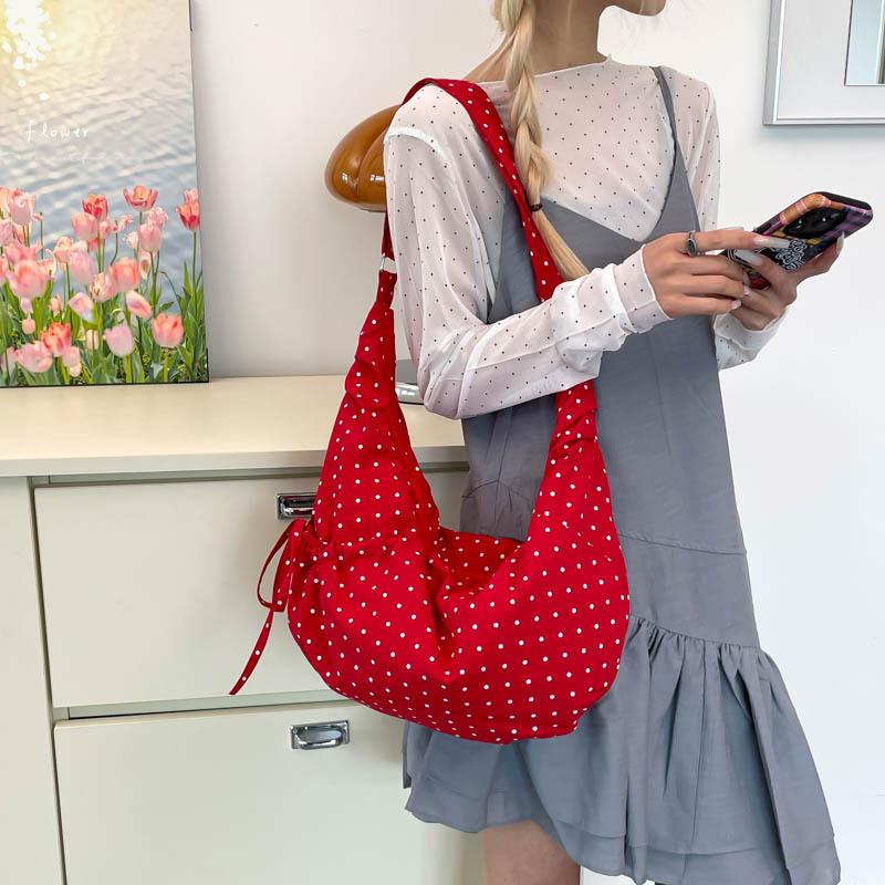 Casual Polka Dot Shoulder Bags for Women Large Capacity Ladies Crossbody Bag Daily Simple College Student Girls Handbags Tote