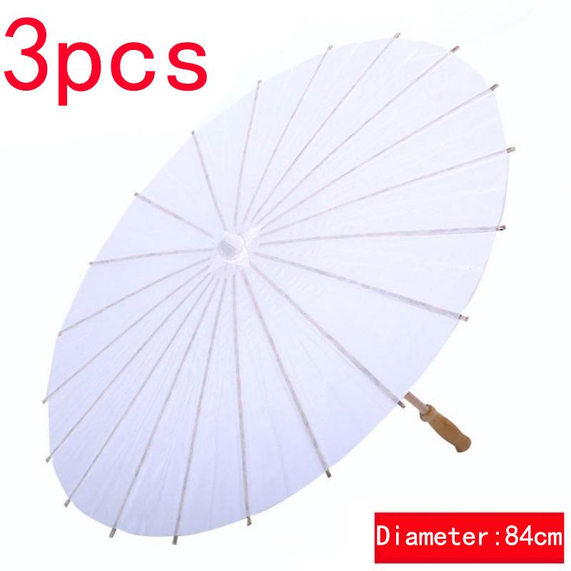 84CM 1/3/5/10pcs White Paper Parasol Umbrella for Wedding Party Favor DIY Bamboo Umbrellas for Bridal Summer Beach Photo Props